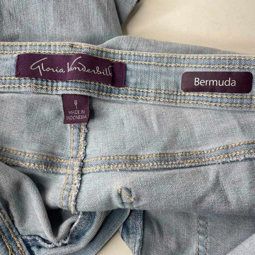 Gloria Vanderbilt Cotton Bermuda Cuffed Shorts with Removeable Belt Sz 8 Modest